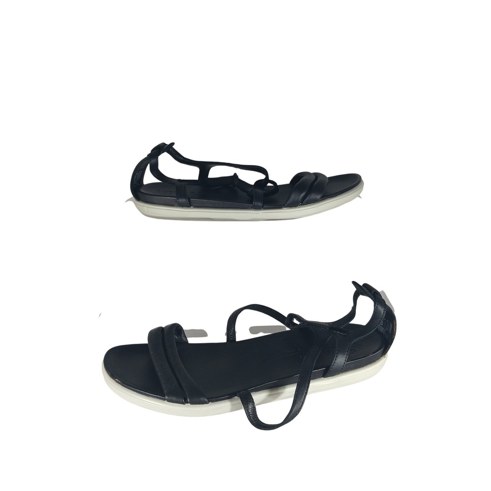 ECCO Simpil Strappy Sandals 40 9-9.5 Black Leather Minimalist Comfort Summer